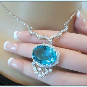 aquamarine moissanite oval cut blue gem 18k gold filled necklace